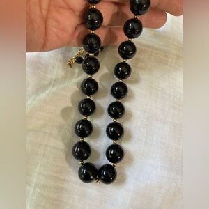 Monet‎ Vintage Black Graduated Lucite Beads Necklace